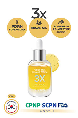 3X PDRN Botul Ceramic Serum Somon DNA Botoks Etkili Doku Onarıcı Serum Kore 30ml
