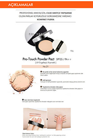 Pürüzsüz Görünüm Sağlayan Kompakt Pudra Pro-Touch Powder Pact SPF25 No.21