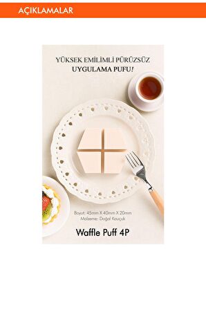 Köşeli Makyaj Süngeri Waffle Puff (4Adet)