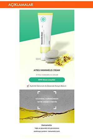 Yağlanma ve Gözenek Karşıtı Nemlendirici Krem 50ml APIEU Hamamelis Cream 50ml.