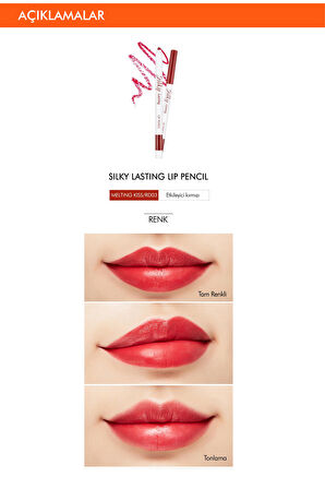 İpeksi Dokuda Kalıcı Dudak Kalemi  Silky Lasting Lip Pencil (RD03/Melting Kiss)