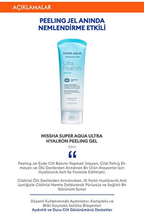 Hyalüronik Asit İçeren Pürüzsüz Görünüm Veren Peeling 100ml Super Aqua Ultra Hyalron Peeling Gel