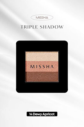 Yumuşak Dokulu, Dökülme Yapmayan 3 Renkli Göz Farı Triple Shadow (No.14 Dewy Apricot)