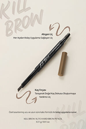 İnce Altıgen Uçlu Kaş Kalemi Clio Kill Brow Auto Hard Brow Pencil (03 Peanut Brown)