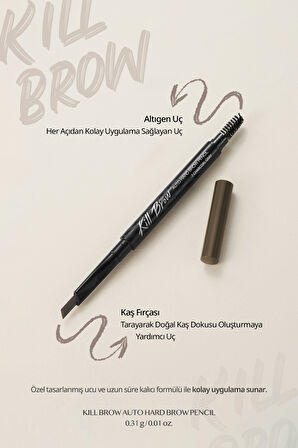 İnce Altıgen Uçlu Kaş Kalemi Clio Kill Brow Auto Hard Brow Pencil (05 Gray Brown)