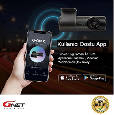 GONX 2CH FULL BOX FullHD Wi-Fi + GPS + 32GB Hafıza Kartı HDR Araç Kamerası