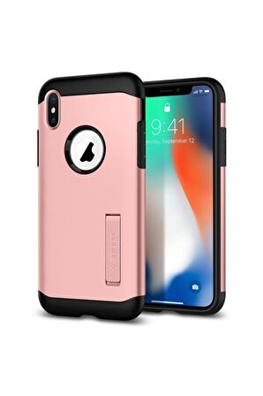 Spigen iPhone X Kılıf Slim Armor Rose Gold