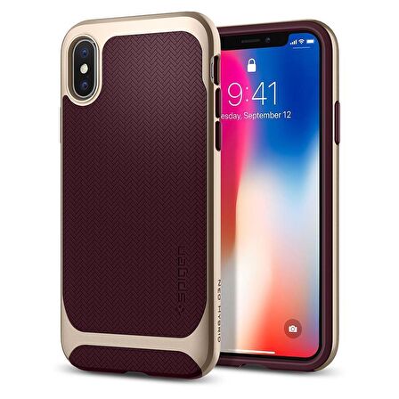 Spigen iPhone X Kılıf Neo Hybrid Burgundy