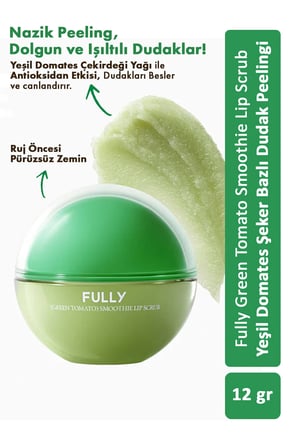 Green Tomato Smoothie Lip Scrub - Yeşil Domates Şeker Bazlı Dudak Peelingi