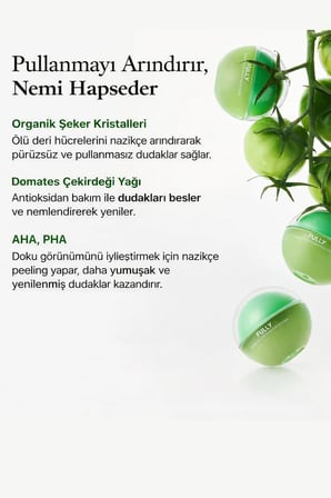 Green Tomato Smoothie Lip Scrub - Yeşil Domates Şeker Bazlı Dudak Peelingi