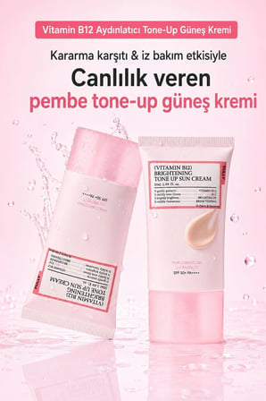 Vitamin B12 Brightening Tone Up Sun Cream SPF50+ PA++++ - Pembe Ton Eşitleyici Güneş Kremi