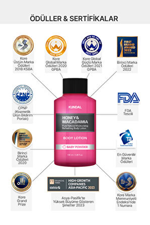 Nemlendirici ve Besleyici Vücut Losyonu KUNDAL Honey & Macadamia Pure Body Lotion 100ml Baby Powder