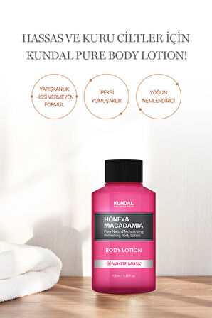 Nemlendirici ve Besleyici Vücut Losyonu KUNDAL Honey & Macadamia Pure Body Lotion 100ml White Musk