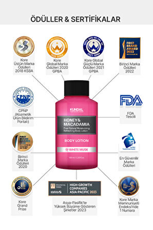 Nemlendirici ve Besleyici Vücut Losyonu KUNDAL Honey & Macadamia Pure Body Lotion 100ml White Musk