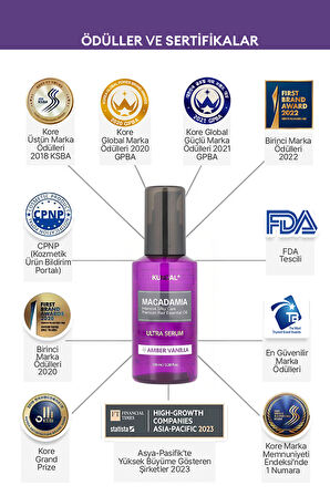 Yıpranmış Kuru Saçları Parlatan Onarıcı Serum KUNDAL Macadamia Ultra Hair Serum 100ml (Amber Vanilla)