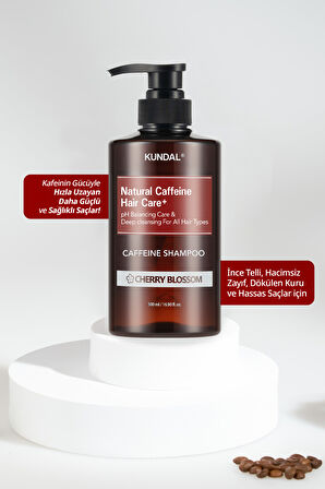 Kafein İçerikli Dökülme Karşıtı Şampuan Kundal Caffeine Shampoo 500ml (Cherry Blossom)