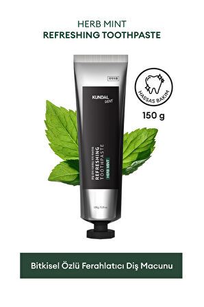 Bitkisel Özlü Ferahlatıcı Diş Macunu KUNDAL Refreshing Toothpaste 150g (Herb Mint)