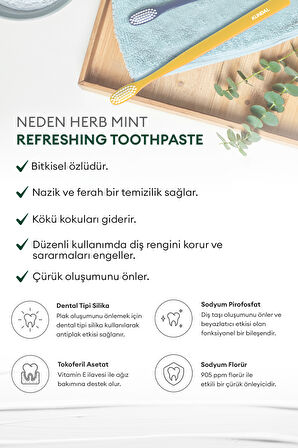 Bitkisel Özlü Ferahlatıcı Diş Macunu KUNDAL Refreshing Toothpaste 150g (Herb Mint)