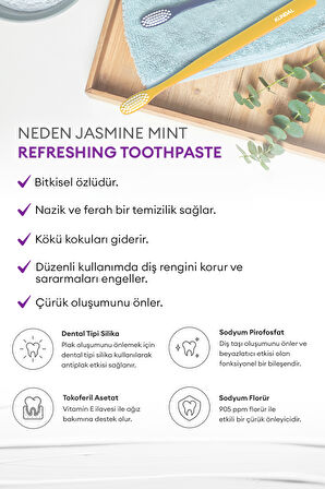 Bitkisel Özlü Ferahlatıcı Diş Macunu KUNDAL Refreshing Toothpaste 150g (Jasmine Mint)