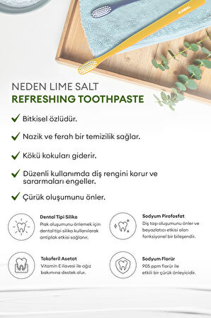 Bitkisel Özlü Ferahlatıcı Diş Macunu KUNDAL Refreshing Toothpaste 150g (Lime Salt)