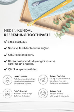 Bitkisel Özlü Ferahlatıcı Diş Macunu KUNDAL Refreshing Toothpaste Set 150g (5Adet)