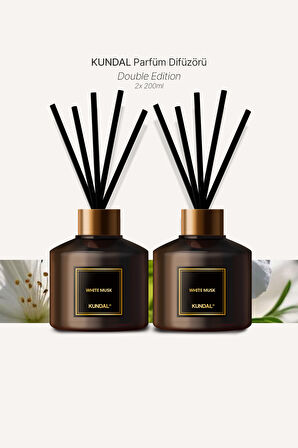 Parfüm Difüzörü Temel Seri KUNDAL Perfume Diffuser 200ml 2Adet (White Musk)