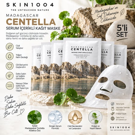 Skin1004 Madagascar Centella Serum İçerikli Kağıt Maske 5'li Set Nemlendirici