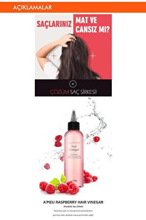 Saçlara Parlak Görünüm Veren  Besleyici Ahududu Saç Sirkesi 200ml APieu Raspberry Hair Vinegar