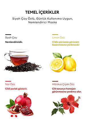 Siyah Çay Özlü Nemlendirici Günlük Maske(33 Adet) Daily Sheet Mask (Black Tea/Hydrating)