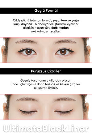 Uzun Süre Kalıcı, Yoğun Pigmentli, İnce Uçlu Likit Eyeliner MISSHA Ultimate Black Liner