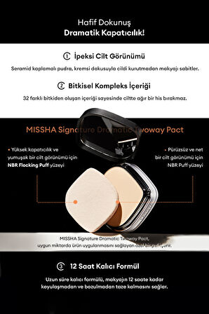 Islak ve Kuru Kullanıma Uygun Mineral Pudra Signature Dramatic Twoway Pact No.21 Vanilla SPF 25/PA++