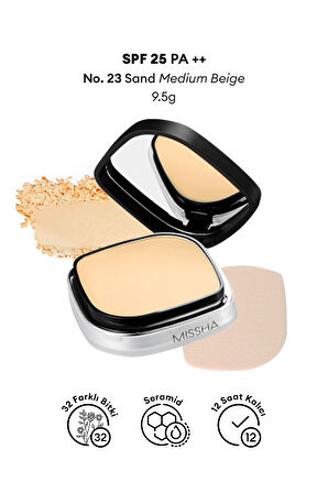 Islak ve Kuru Kullanıma Uygun Mineral Pudra Signature Dramatic Twoway Pact (No.23 Sand)  SPF 25/PA++