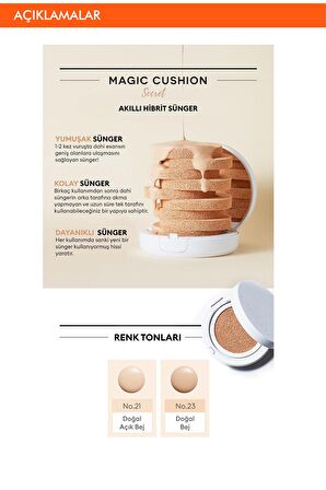 Aydınlık Görünüm Sunan SPF50+ PA+++ Cushion Fondöten 15g Magic Cushion Moist Up no.21