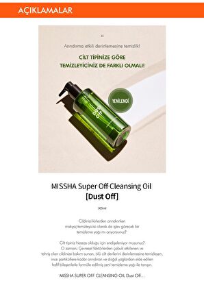 Hassas Ciltler İçin Makyaj Temizleme Yağı 305ml Super Off Cleansing Oil (Dust Off)