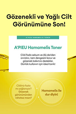 Hamamelis Özlü Yağlanma ve Gözenek Karşıtı Bakım Sunan Nemlendirici Tonik A'PIEU Hamamelis Toner