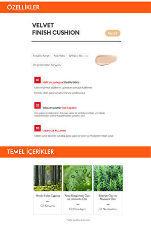 Pürüzsüz Ve Kadifemsi Görünüm Veren Cushıon Velvet Finish Cushion Ex  SPF50+/PA+++ (No.23)