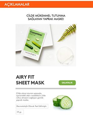 Salatalık özlü Nemlendirici Yaprak Maske (1ad) Airy Fit Sheet Mask Cucumber