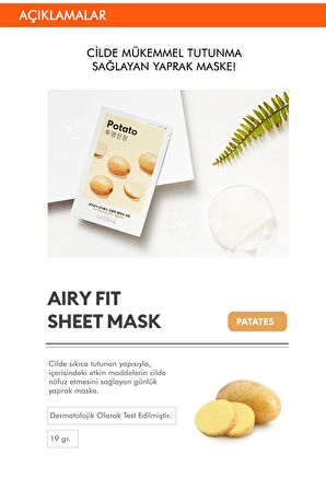 Patatesli Aydınlatıcı Yaprak Maske (1ad) Airy Fit Sheet Mask Potato