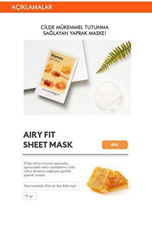 Bal İçerikli Yoğun Nemlendirici Yaprak Maske (1ad) Airy Fit Sheet Mask Honey