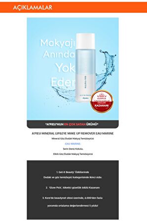 Çift Fazlı Hassas Göz&Dudak Makyaj Temizleyici 100ml Mineral Lip&Eye Remover(Eau-Marine)