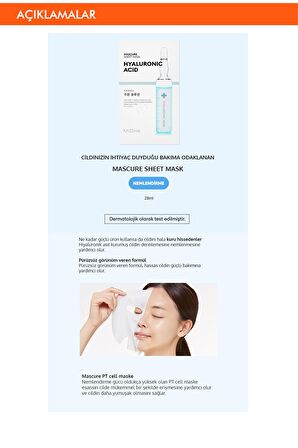 Hyalüronik Asit İçerikli Nemlendirici Yaprak Maske (1ad) Mascure Hydra Solution Sheet Mask