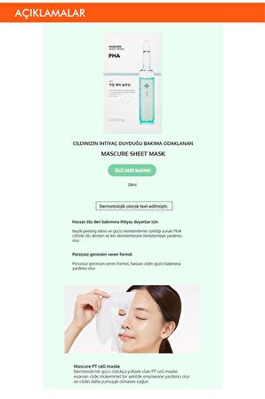 Pha İçerikli Ölü Deri Arındırıcı Yaprak Maske (1ad) Mascure Peeling Solution Sheet Mask