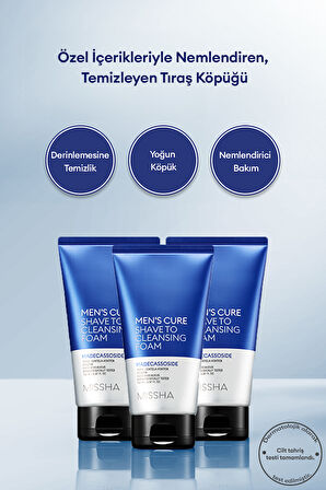 Özel İçerikleriyle Nemlendiren, Temizleyen Tıraş Köpüğü Men's Cure Shave To Cleansing Foam