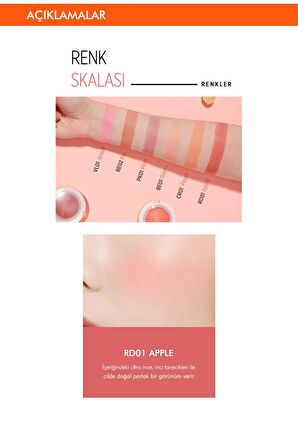 Meyve Tonlarında Doğal Görünümlü Jel Allık APIEU Juicy-Pang Jelly Blusher (RD01)