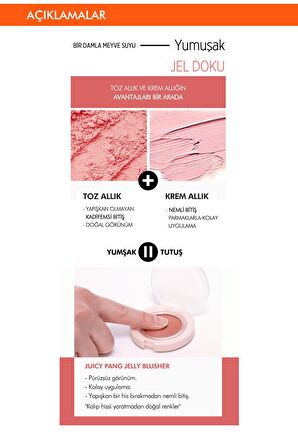 Meyve Tonlarında Doğal Görünümlü Jel Allık APIEU Juicy-Pang Jelly Blusher (RD01)