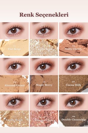 Mat ve Işıltılı Renk Seçenekleri Sunan Far Paleti DASIQUE Shadow Palette (#01 Sugar Brownie)