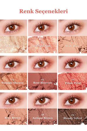 Mat ve Işıltılı Renk Seçenekleri Sunan Far Paleti DASIQUE Shadow Palette (#02 Rose Petal)