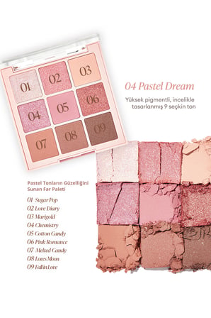 Mat ve Işıltılı Renk Seçenekleri Sunan Far Paleti DASIQUE Shadow Palette (#04 Pastel Dream)