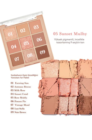 Mat ve Işıltılı Renk Seçenekleri Sunan Far Paleti DASIQUE Shadow Palette (#05 Sunset Muhly)