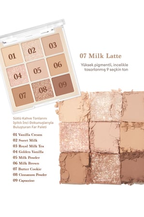 Mat ve Işıltılı Renk Seçenekleri Sunan Far Paleti DASIQUE Shadow Palette (#07 Milk Latte)